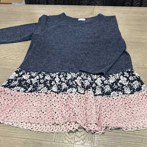 Blue and Pink Floral Knit Top